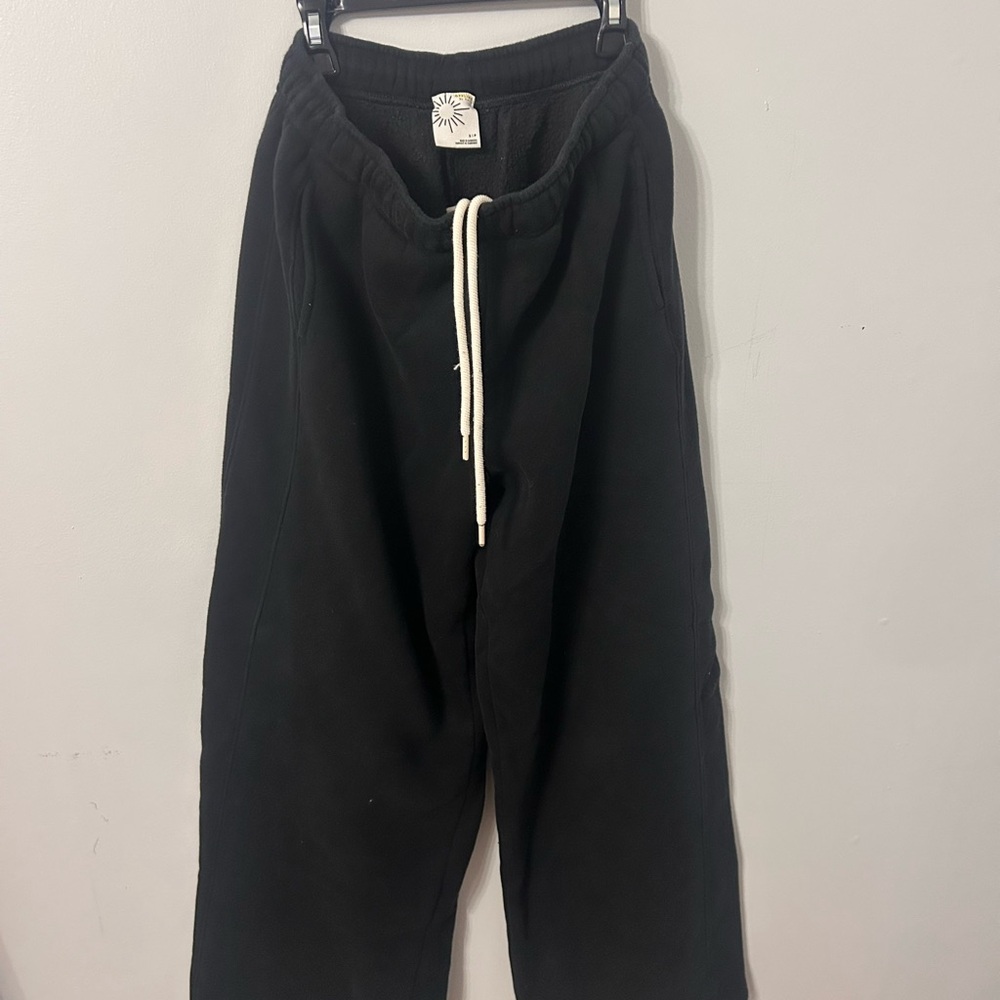 Aerie Black Women's Wide leg, sweatpants with Drawstring, Size Small